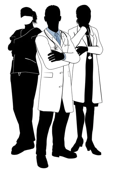Medisch team arts silhouetten — Stockvector