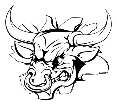 Bull ripping through background clipart