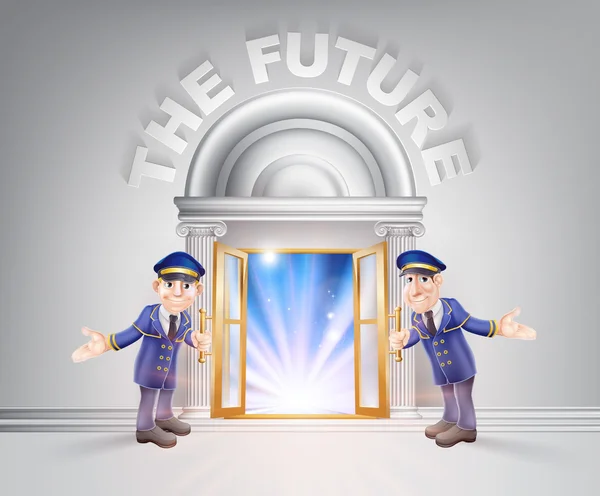 Door to The Future and Doormen — Stock Vector