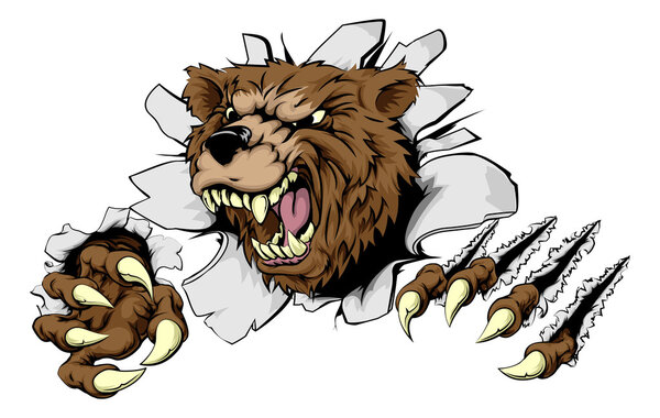 Oso rasgando el fondo — Vector de stock