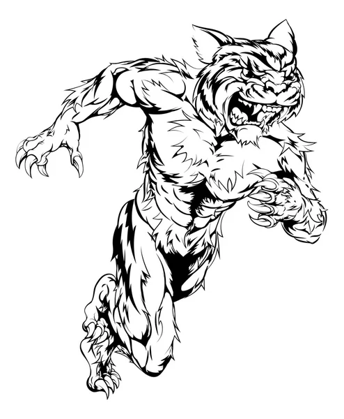 Tigre esportes mascote execução — Vetor de Stock