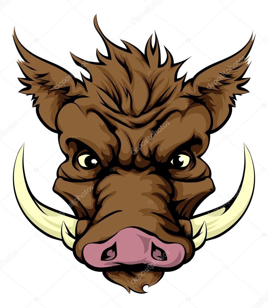An illustration of a fierce boar animal character or sports mascot