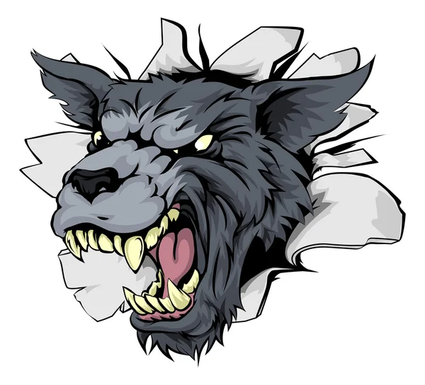 Durchbruch für Monsterwolf-Maskottchen — Stockvektor