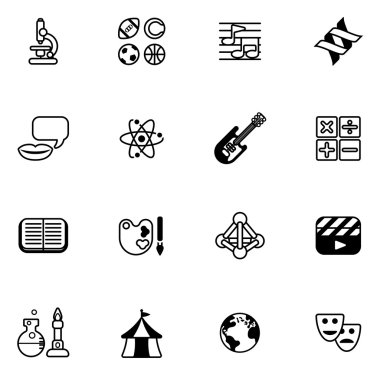 Education or quiz subject icons clipart