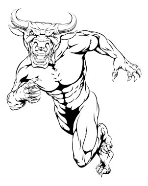 Running bull mascot clipart