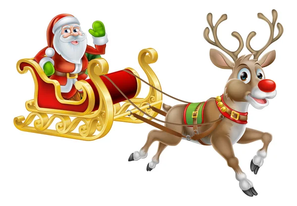 Santa Christmas Sleigh Sled — Stock Vector