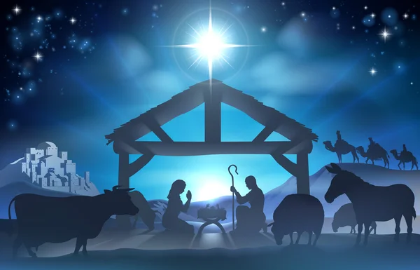 Christmas Nativity Scene — Stock Vector