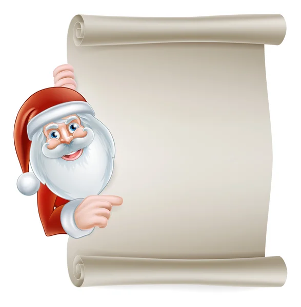 Cartoon santa scroll sign — Stock Vector