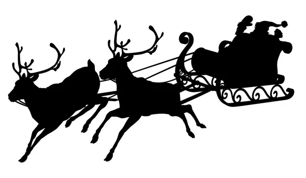 Santa sleigh silhouette — Stock Vector