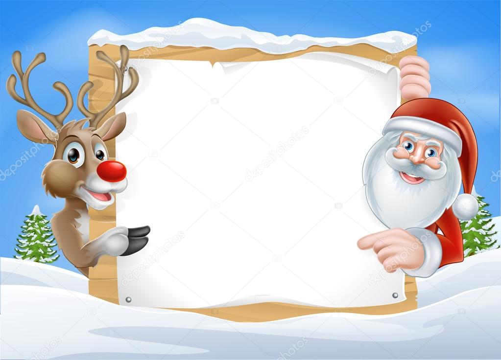 Christmas Reindeer and Santa Sign