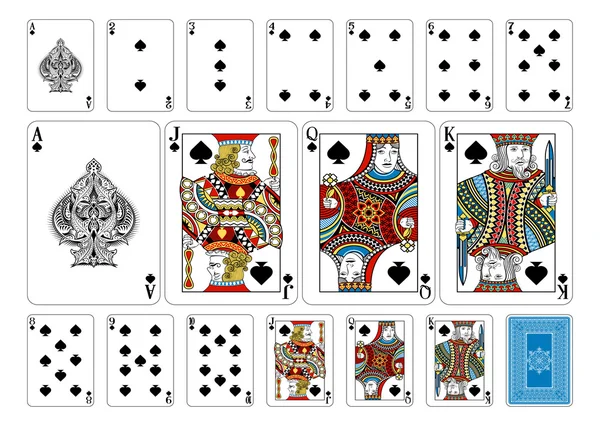 Tamaño del póker Spade jugando a las cartas más marcha atrás — Archivo Imágenes Vectoriales