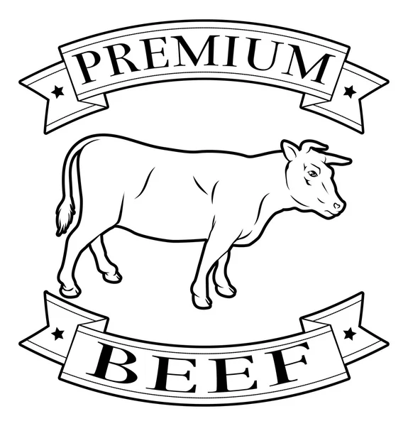 Premie rundvlees voedseletiket — Stockvector
