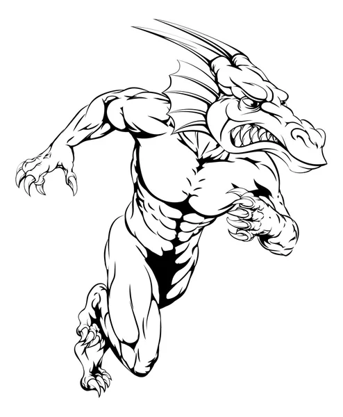 Dragon mascota deportiva corriendo — Archivo Imágenes Vectoriales