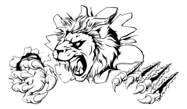 Duvardan clawing aslan