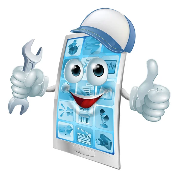 Phone repair cartoon character — Stock Vector
