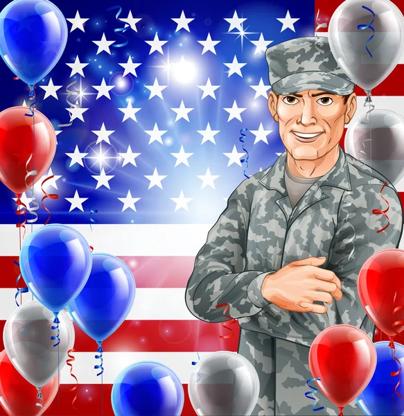EE.UU. ilustración soldado — Vector de stock