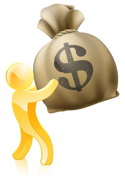 Dollar money sack gold person — Stock Vector