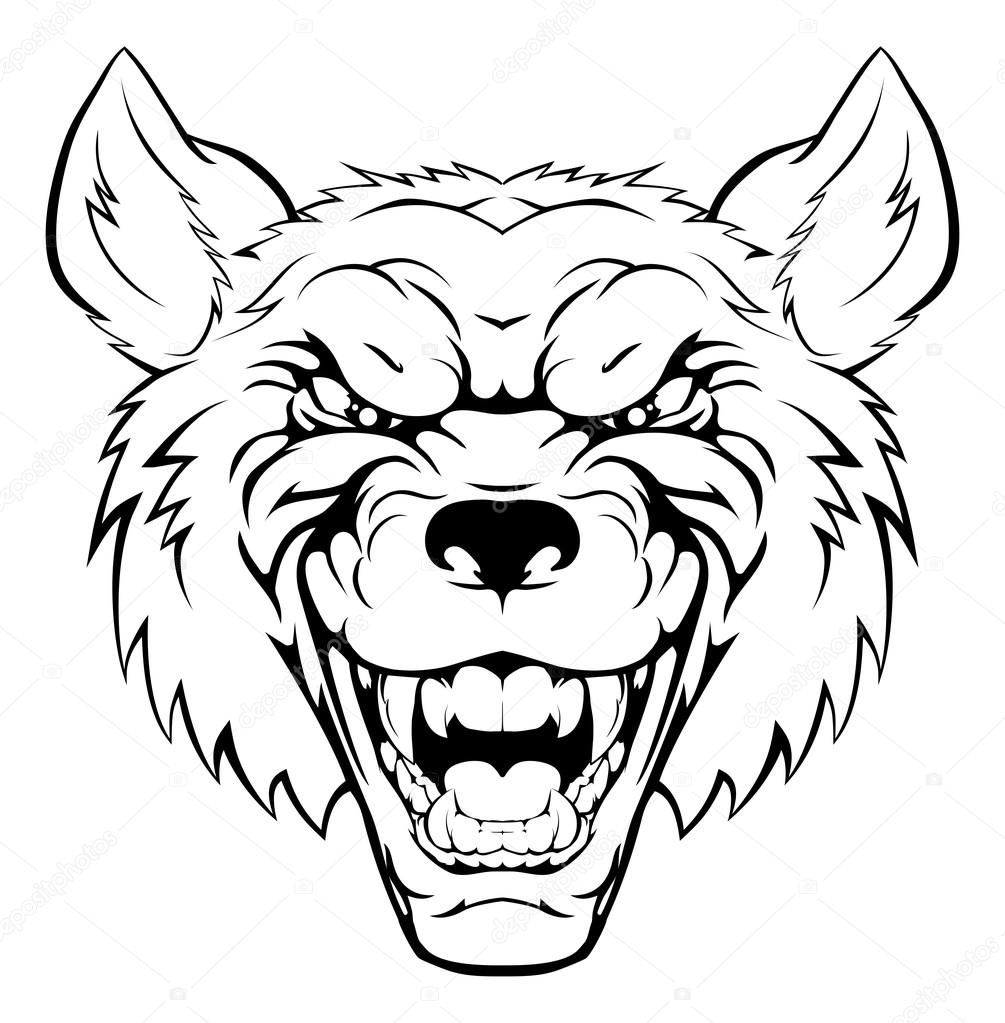 An illustration of a tough looking wolf animal sports mascot or character