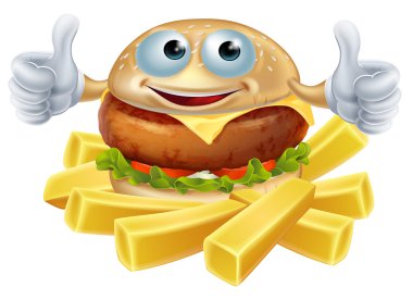 Çizgi film hamburger ve patates