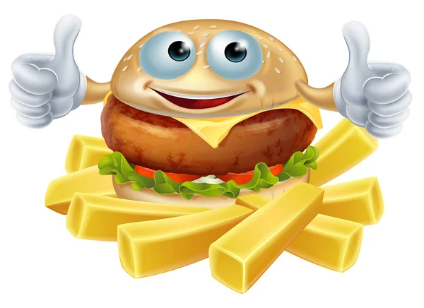 Cartoon hamburger en friet — Stockvector