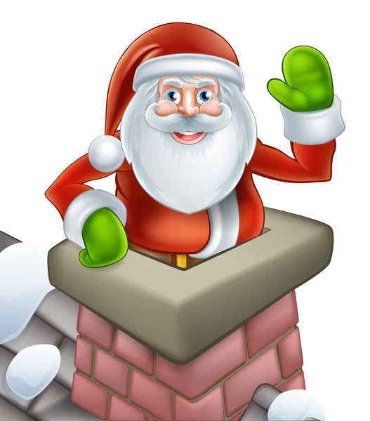 Santa christmas chimney scene — Stock Vector