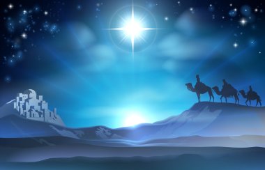 Christmas Nativity Star and Wise Men clipart