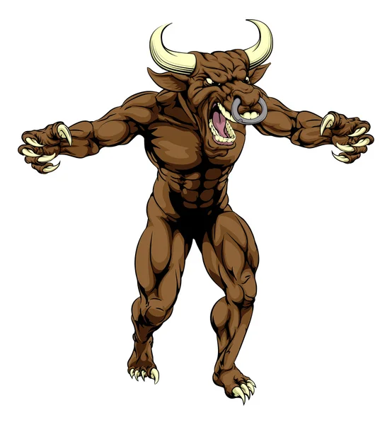 Bull maskot drápy ven — Stockový vektor