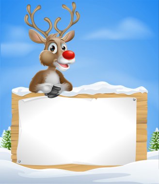 Cartoon Christmas Reindeer Sign