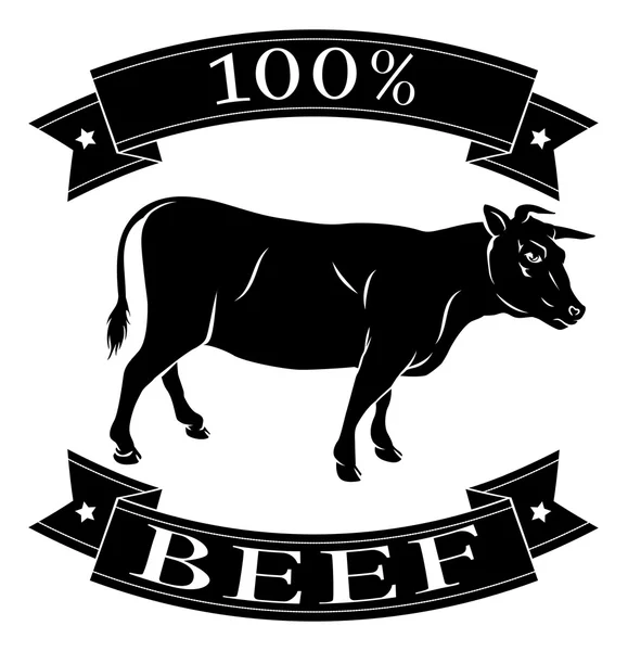 Beef cow 100 percent label — Stockvector