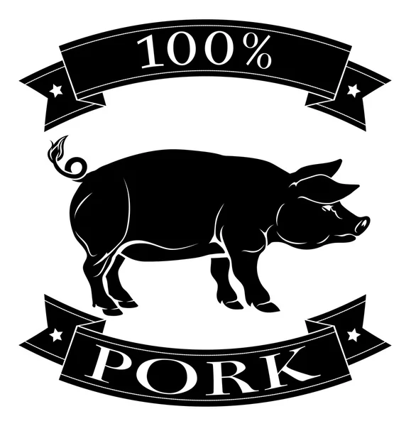 Etiqueta de cerdo al 100% — Vector de stock