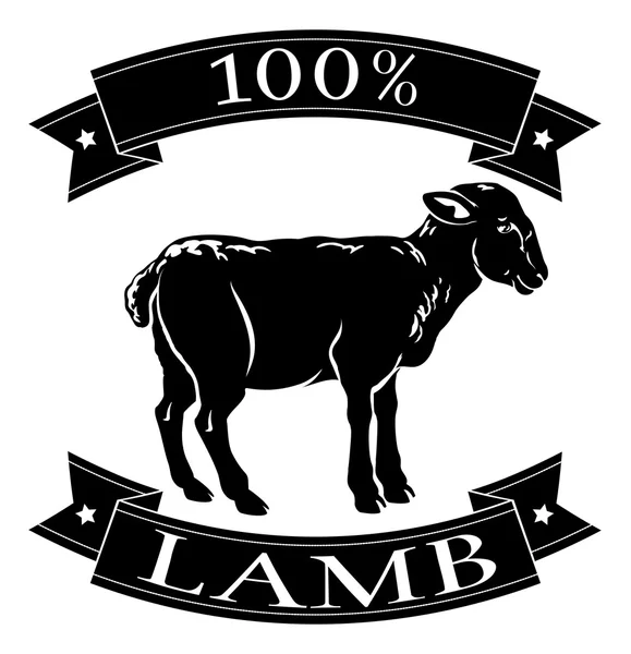 Lamm 100 Prozent Etikett — Stockvektor