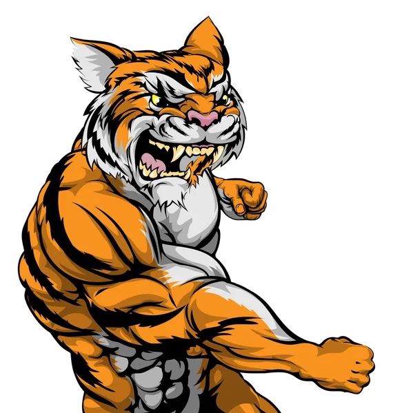 Tigre carácter lucha — Vector de stock