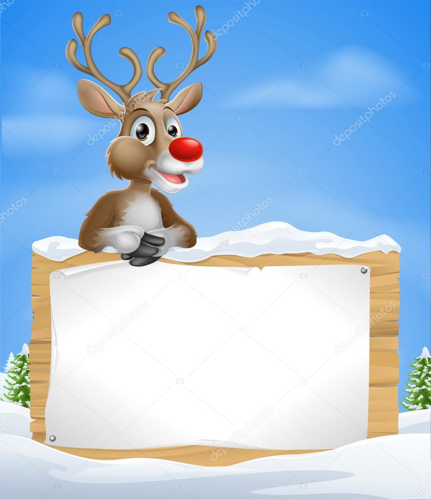 Cartoon Christmas Reindeer Sign