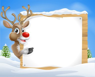 Cartoon reindeer Christmas Sign