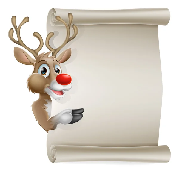 Cartoon reindeer scroll sign — Διανυσματικό Αρχείο