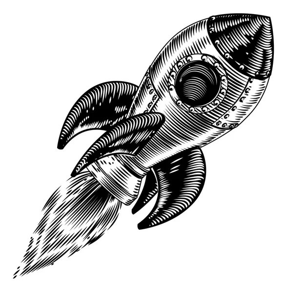 Vintage fusée vaisseau spatial — Image vectorielle