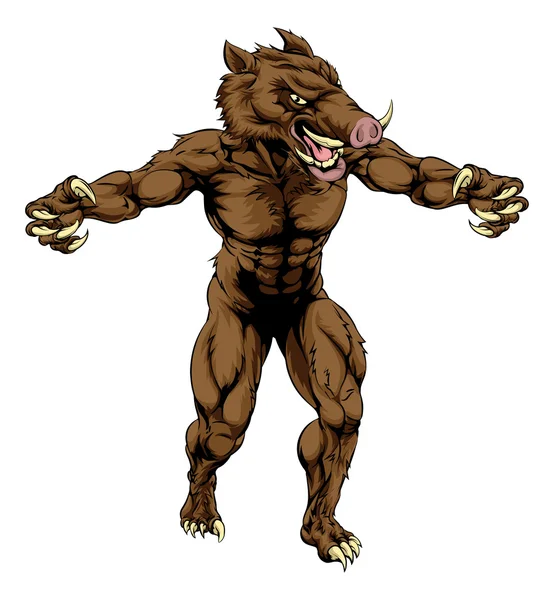 Boar scary sports mascot — Stock Vector
