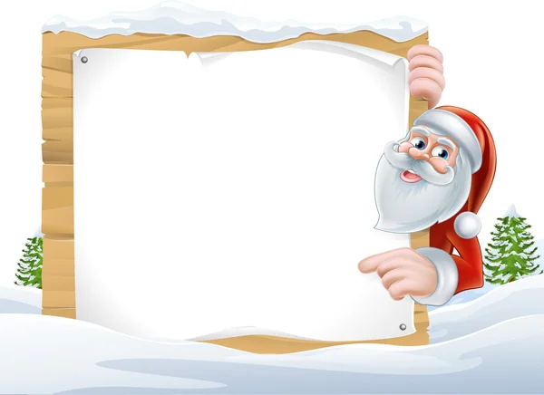 Santa Cartoon Christmas Sign — Stock Vector