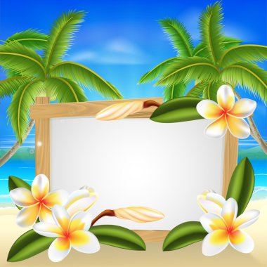 Beach frangipani plaj yaz işareti
