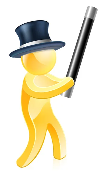 Magician in top hat with wand — Stock Vector