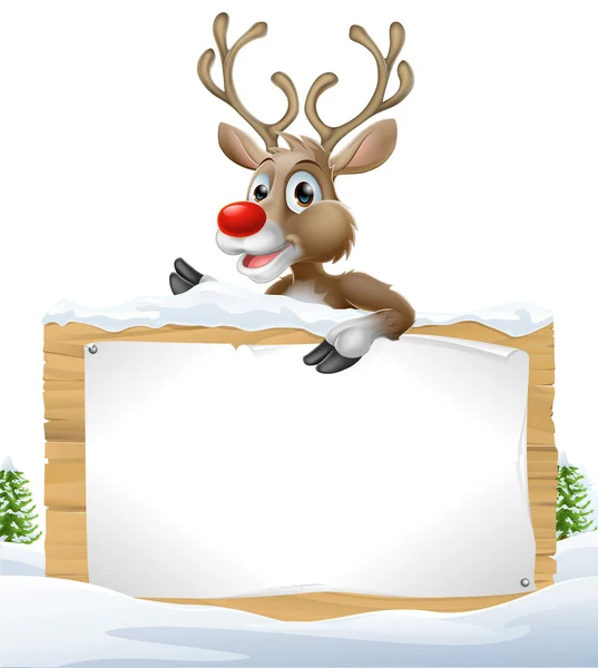 Signo de Navidad nevado de renos — Vector de stock