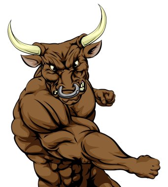 Bull animal sports mascot punching clipart