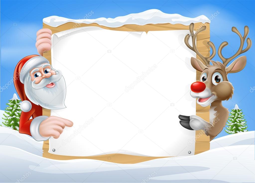 Christmas Reindeer and Santa Sign