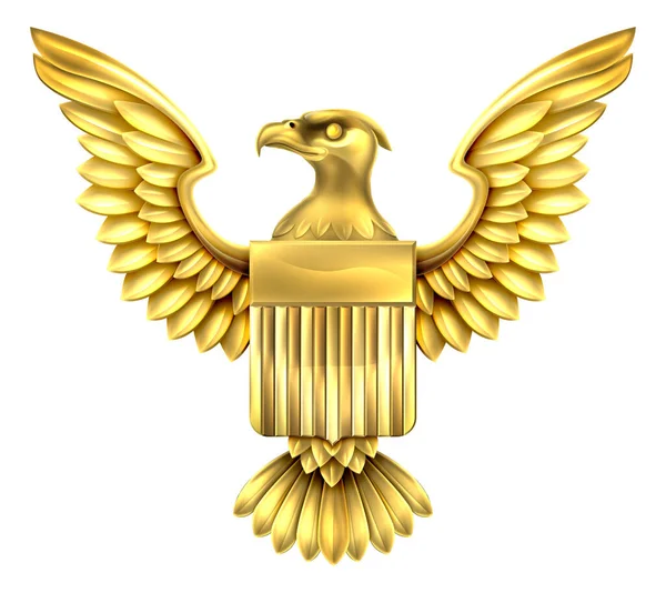 Altın Metal Amerikan Kartalı Tasarımı. Amerikan bayrak kalkanıyla Birleşik Devletler 'in kel kartalı.