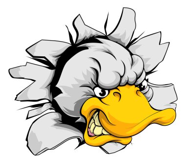 Duck sports mascot breakthrough clipart