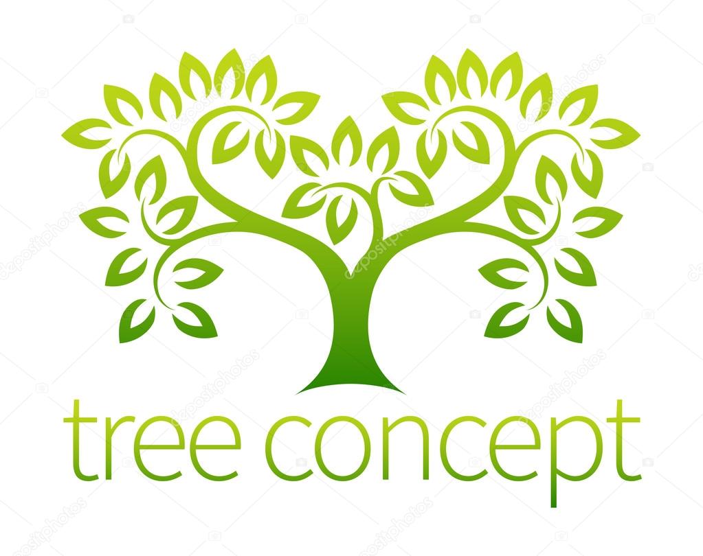 Tree symbol concept of a stylised tree with leaves, lends itself to being used with text