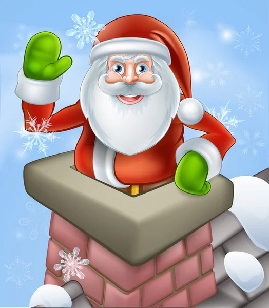 Santa i skorstenen — Stock vektor