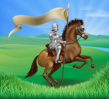 Knight ve afiş ile at