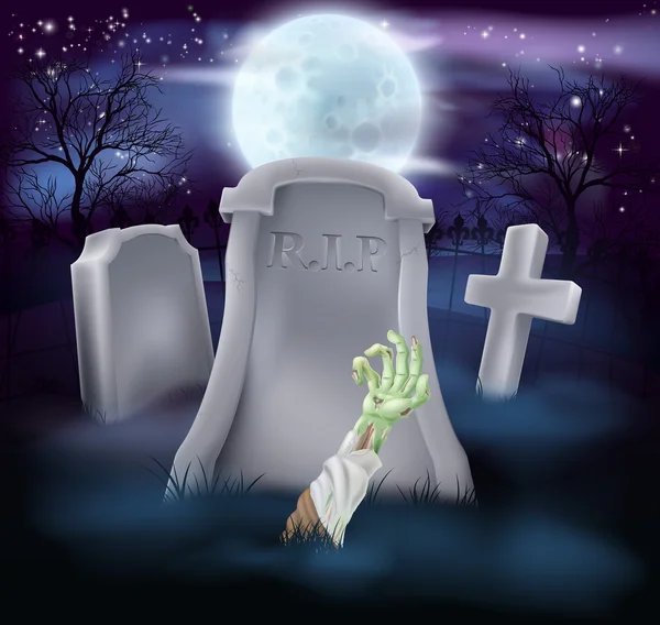 Illustrazione di Halloween tomba zombie — Vettoriale Stock