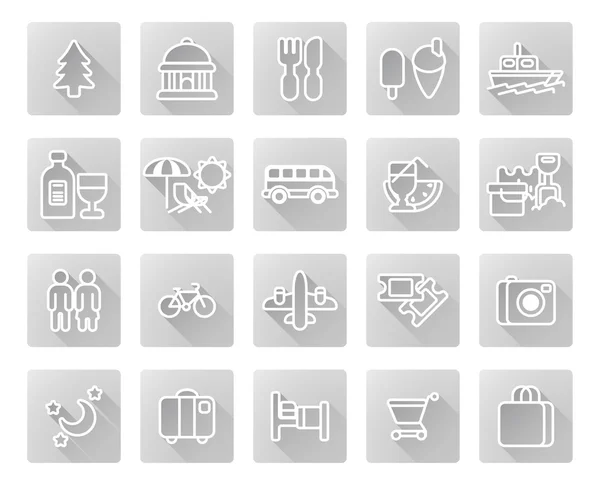 Conjunto de ícones de viagens e turismo —  Vetores de Stock